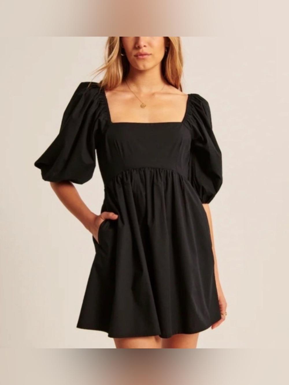 NWT Abercrombie & Fitch Black Puff Sleeve Romper size S